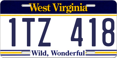 WV license plate 1TZ418