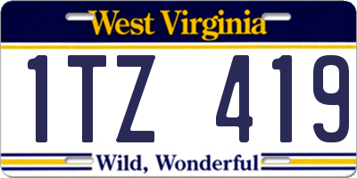 WV license plate 1TZ419