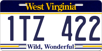 WV license plate 1TZ422