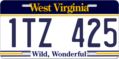 WV license plate 1TZ425