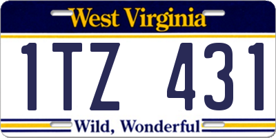 WV license plate 1TZ431