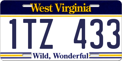 WV license plate 1TZ433