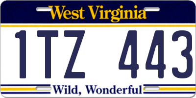 WV license plate 1TZ443