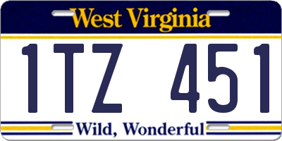 WV license plate 1TZ451