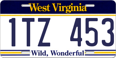WV license plate 1TZ453