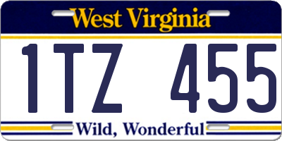 WV license plate 1TZ455