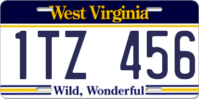 WV license plate 1TZ456