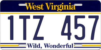 WV license plate 1TZ457