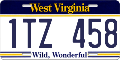 WV license plate 1TZ458