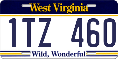 WV license plate 1TZ460