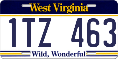 WV license plate 1TZ463