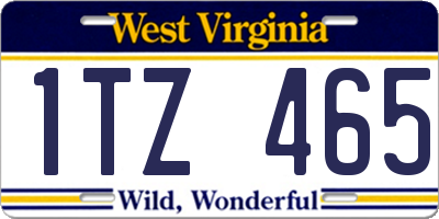 WV license plate 1TZ465