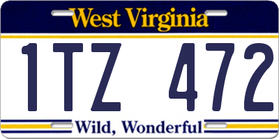WV license plate 1TZ472