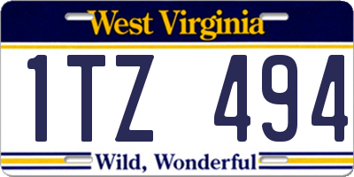 WV license plate 1TZ494