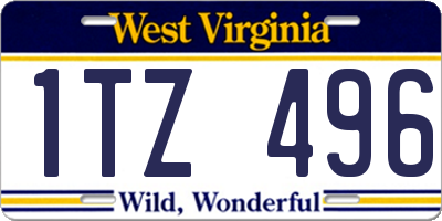 WV license plate 1TZ496