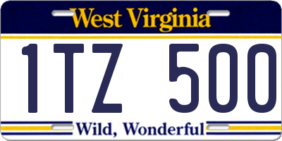 WV license plate 1TZ500