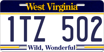 WV license plate 1TZ502