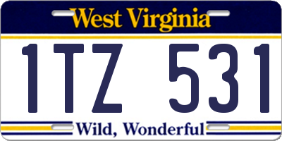 WV license plate 1TZ531