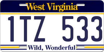 WV license plate 1TZ533