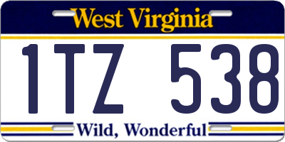 WV license plate 1TZ538