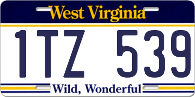 WV license plate 1TZ539