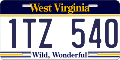 WV license plate 1TZ540