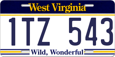 WV license plate 1TZ543