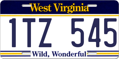 WV license plate 1TZ545