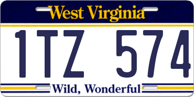 WV license plate 1TZ574