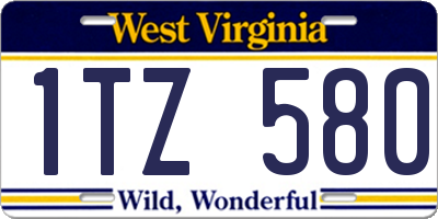 WV license plate 1TZ580