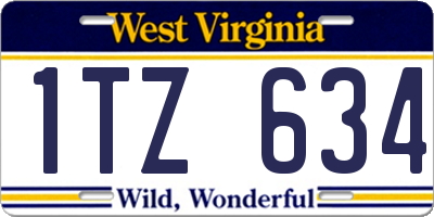 WV license plate 1TZ634