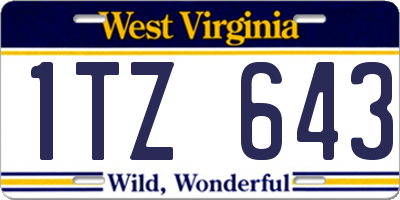 WV license plate 1TZ643