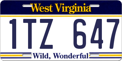 WV license plate 1TZ647