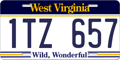 WV license plate 1TZ657