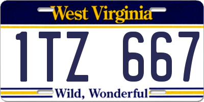 WV license plate 1TZ667