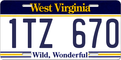 WV license plate 1TZ670