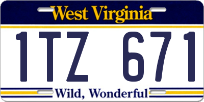 WV license plate 1TZ671