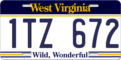 WV license plate 1TZ672