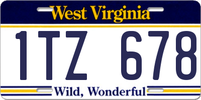 WV license plate 1TZ678