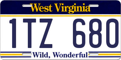WV license plate 1TZ680