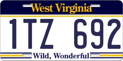 WV license plate 1TZ692