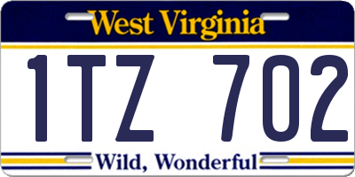WV license plate 1TZ702