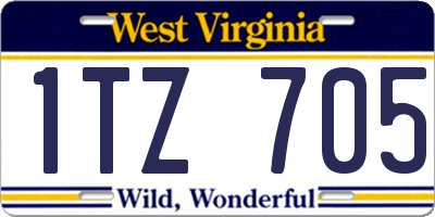 WV license plate 1TZ705