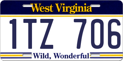 WV license plate 1TZ706