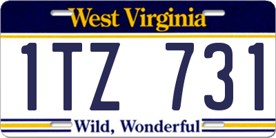 WV license plate 1TZ731