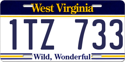WV license plate 1TZ733