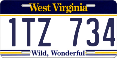 WV license plate 1TZ734