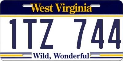 WV license plate 1TZ744
