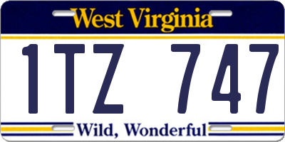 WV license plate 1TZ747