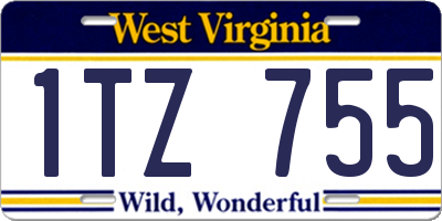 WV license plate 1TZ755
